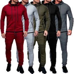 Men's Tracksuits Men Tracksuit Sport 2PCS Set Casual JacketPants Jogging Athletic Trainer Solid Cotton Suit Runing Wear 230131