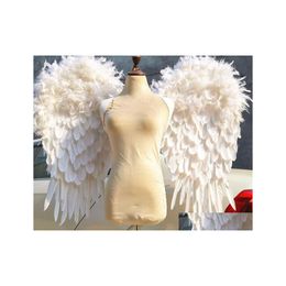 Decora￧￣o de festas Beautif White Angel Wings Mobile Exhibition Stage Performance Exibe Shooting Shooting Props Pure Handmade Drop De Dht82
