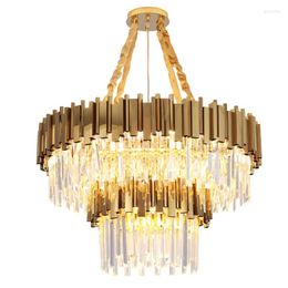 Chandeliers Post Modern Gold Metal Glass Pendant Crystal Chandelier G9 Led Bulb Lamp Suspension Lighting Fixture For Living Room Bedroom