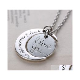 Pendant Necklaces Statement Engraving Quality Jewelry I Love You Sun Moon 925 Sier 24K Gold Chains Drop Delivery Pendants Dh4Mv