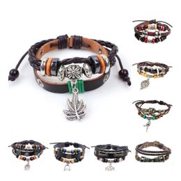 Charm Bracelets Leather Bracelet Bead Bangles Infinity Charms Drop Delivery Jewelry Dhljr