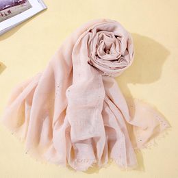 Scarves 90 180CM Plaid Cotton And Linen Scarf Sequins Decorative Silk Sunscreen Shawl Gauze Wholesale Casual Decorate Fashion