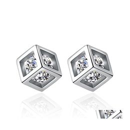 Stud Fashion Eternal Love Earring For Women Lady Sier Earrings Flash Crystal Jewellery Design Party Drop Delivery Ot2Uy