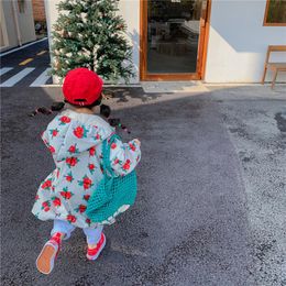 Coat Children Clothes Floral Trench Spring 2023 Hooded Girl's Sweet Girl Long Jackets Kid's OutfitsCoat