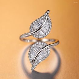 Wedding Rings CAOSHI Stylish Female Leaf Opening Ring With Brilliant Zirconia Fashionable Design Adjustable Finger Accessories Delicate Gift