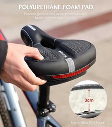 Saddles Bicycle Large Soft Thickened 3D Gel Pad Sponge Cushion Reflective Mountain Road Bike Saddle Comfortable Seat Accessories 0131