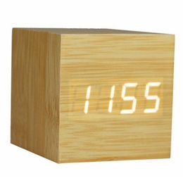 Clocks Accessories Other & LED Wooden Alarm Clock Voice Control Desktop Retro USB Powered Digital Luminous Table Decor