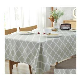 Table Cloth Yellow Diamond Geometric Cotton Tablecloth Simple Lattice Drop Delivery Home Garden Textiles Cloths Otk7N