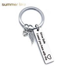 Key Rings Personalised Engraved Keychain Drive Safe I Need You Here With Me Chain Couples Keychains For Hunsband Boyfriend Jewellery G Otty8