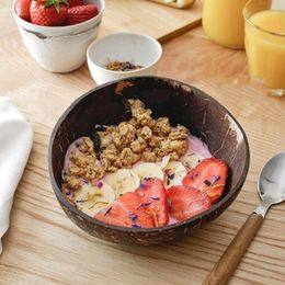Bowls Modern Coconut Shell Bowl With Spoon Wooden Natural Storage Holder Tableware