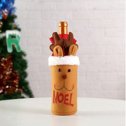 Christmas Decorations Wine Bottle Decor Set Santa Claus Snowman Deer Cover Clothes Kitchen Decoration For Year