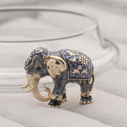 Brooches Lovely Blue Texture Enamel Elephant Shape Brooch Crystal Pins For Women Kids Scarf Clothes Jewellery
