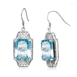 Dangle Earrings High Quality Real 925 Sterling Silver Drop Aquamarine Classical Elements Lantern Jewelry For Women Bijoux