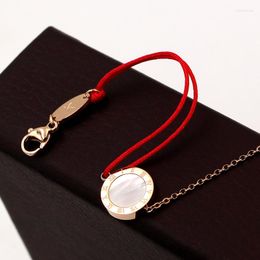 Link Bracelets Stainless Steel Chinese Red Rope For Women Party Gift Fashion Black White Shells Jewellery Wholesale E204