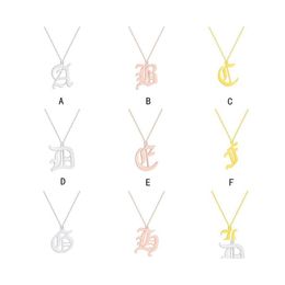 Pendant Necklaces Stainless Steel 26 English Alphabet Initial Necklace Gold Plated Old Capital Letter Fashion Jewellery For Women Men Dhzs5