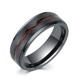 Wedding Rings 2023 Trendy 8mm Black Tungsten For Men KOA Wood Inlay Matte Brushed Finish Stainless Steel Bands