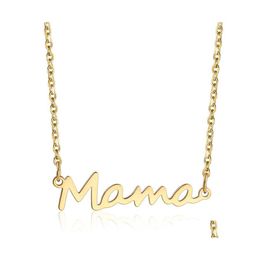 Pendant Necklaces Mama Letters Necklace Stainless Steel Mom Baby Lockbone Chain Jewellery Mothers Day Gift Sier Gold Rose Colours Drop Otftu