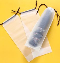 Plastic Bag Matte Translucent Umbrella Storage Bag Reusable Portable Umbrella Drawstring Storage Cover Home Storage Organiser LX5400