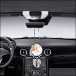 Party Favour Sublimation Blanks Car Ornament Decorations Angel Wings Shape Blank Transfer Printing Consumables Supplies Christmas Dro Otymo