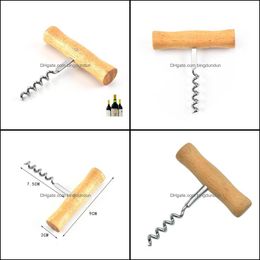 Openers Stainless Steel Corkscrew Red Wine Bottle Opener With Ring Keychain Wood Handle Pab14902 Drop Delivery Home Garden Kitchen D Otksk