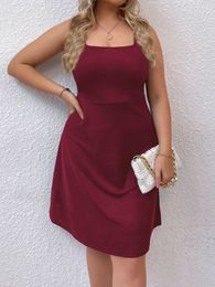 Plus size Dresses Size Mini Dress Women's Tank A Line Wine Red 4XL Sleeveless Oversized Summer Sexy Casual Party Curvy 230130
