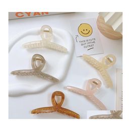 Hair Clips Barrettes Fashion Jewelry Plastic Hairpin For Women Big Clip Pin Lady Girl Retro Jelly Color Barrette Back Head Shark D Dhjq8