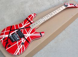 6 Strings Red electric guitar with black strips Floyd rose Maple fingerboard Can be Customised