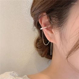 Backs Earrings Dream 2023 Korea Elegant Pearl Ear Clip Women's Fashion Metal Wire Chain Non Pierced Fake Cartilage Jewellery Birthday Gift