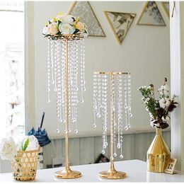 Party Decoration 6 Pcs 50cm Wedding Home Flower Road Leads Gold Acrylic Crystal Table Centerpiece