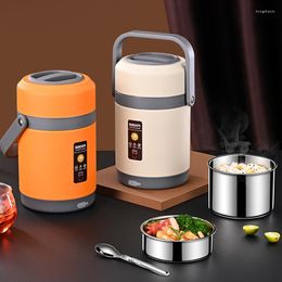 Dinnerware Sets USB Electric Heating Lunch Box Stainless Steel Insulated Thermal Jar Warmer Container For Home Office Bento LunchBox