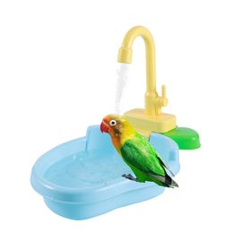 Other Bird Supplies Parrot Bath shower Bathtub Toys Automatic Parrots Paddling Pool With Faucet Swimming Pools Pet Feeder Kitchen Playset 230130