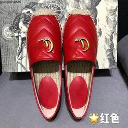 New Luxury Brand Design Goat Leather Woman Espadrilles Classical High Quality Slip On Loafers Comfortable Flat Fisherman Shoes gm9p000003