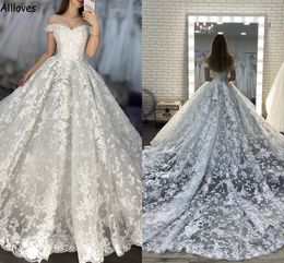 Vintage arabo Aso Ebi Ball Gown Abiti da sposa con spalle scoperte Pizzo glamour Plus Size Abiti da sposa Corte dei treni Formale Dubai Medio Oriente Abiti da sposa CL1752