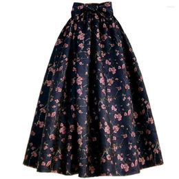 Skirts French Style Retro Bow Jacquard Printed Ball Gown Women High Waist Party Umbrella Spring Autumn