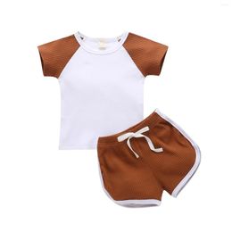 Clothing Sets Kids Baby 2-piece Outfit Set Short Sleeve Color Block Top Shorts For Children Boys Girls Spring Autumn