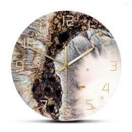 Wall Clocks Abstract Alcohol Ink Printed Clock Modern Art Marble Texture Silent Quartz Watercolor Painting Home Decor Watch