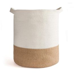 Laundry Bags Cotton Rope Basket Woven Storage And Blanket 41X45cm Decorative For Toy With Handle