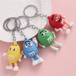 Cartoon Chocolate Bean Keychain Resin Doll Couple Key Chain Men's and Women's Jewellery Bag Pendant Children Lovely Keychain GC1880