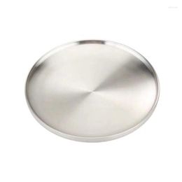 Plates Stainless Steel Double Layer Round Dinner Plate Heat Insulation Dish Anti-scald Bowl Korean Seasoning 367A