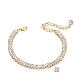 Charm Bracelets 18K Yellow Gold Plated Shiny Cz Crystal Tennis Bracelet Necklace For Girls Women Party Wedding Gift 3728 Q2 Drop Del Dhk1I