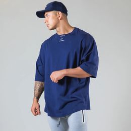 Men's T-Shirts Summer Running Oversized Gym Bodybuilding Fitness Loose Casual Cotton Short Sleeve Street Sports 230131