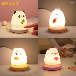 Night Lights Creative USB Silicone Light Rechargeable Lamp For Bedroom Bedside Table Panda Children Sleeping Nightlight