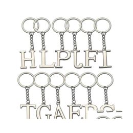 Keychains Lanyards Personalised Az Name Keychain Charm Jewellery 26 Alphabet Letter Keyring English Letters Keyfobs Holder Party Fav Dh6Zg