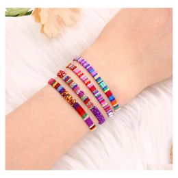 Link Chain Charm Lgbt Rainbow Rope Bracelets For Couple Pride Gay Women Men Handmade Woven Braided String Friendship Lover Jewellery Dhpcm