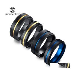 Band Rings 6Mm 8Mm Stainless Steel For Mens Fashion Love Jewellery Blue Gold Strip As Valentines Day Gift Wholesalez Drop Delivery Dhocr