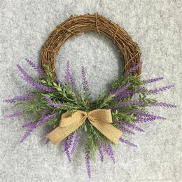 Decorative Flowers Fashion Hanging Wreath Romantic Nice Textures Wide Application Rattan Easy Clean Garland For Office