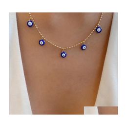 Pendant Necklaces Fashion Jewellery Turkish Evil Eye Necklace For Women Blue Choker Drop Delivery Pendants Dh9Ev