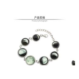 Charm Bracelets Glow In The Dark Jewelry Lunar Cabochon Glass Dome Glowing Pseira Bracelet Drop Delivery Dhk4X