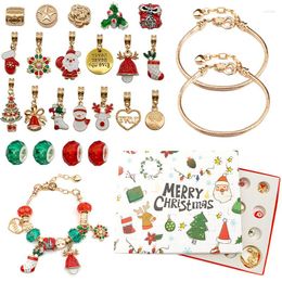 Charm Bracelets Christmas Advent Calendar Themed DIY Jewelry Bracelet Making Kit For Kids Gift Box Year Navidad