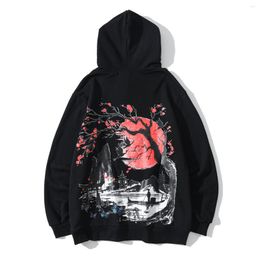 Men's Hoodies LACIBLE Hip Hop Streetwear Hoodie Men Landscape Butterfly Print Harajuku Sweatshirt Winter Cotton Pullover Top Fleece